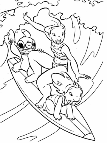 Surfing  Coloring Page